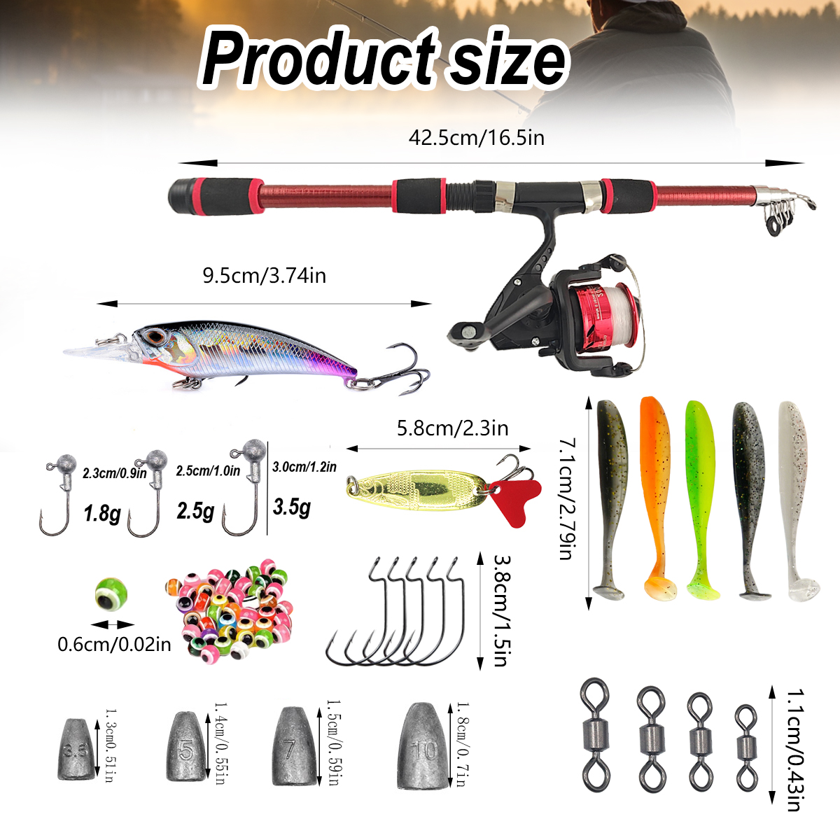 46Pcs Telescopic Fishing Rod R - Freshwater Line 评论和价格