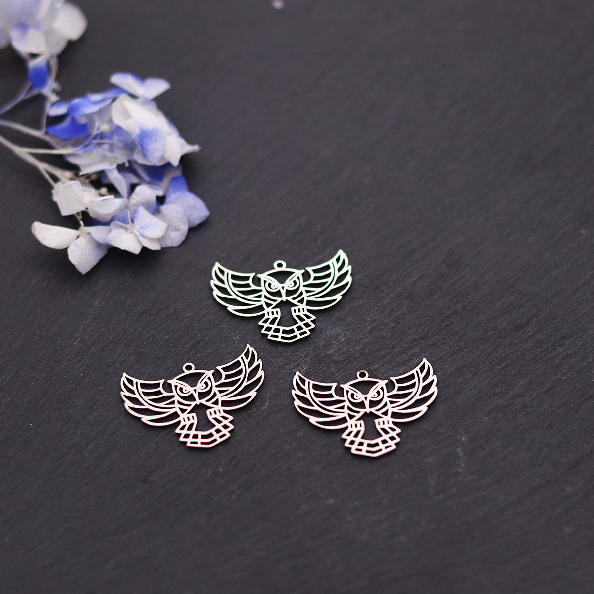 3pcs Owl Stainless Steel Charm - Fly Line 评论和价格